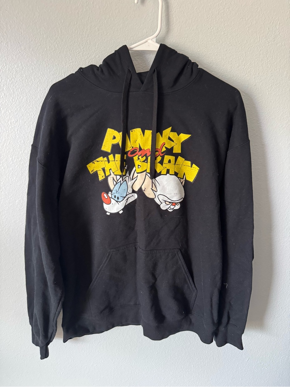 Pinky and the Brain Women’s Large Black Graphic Hoodie Gildan Cartoon Pullover